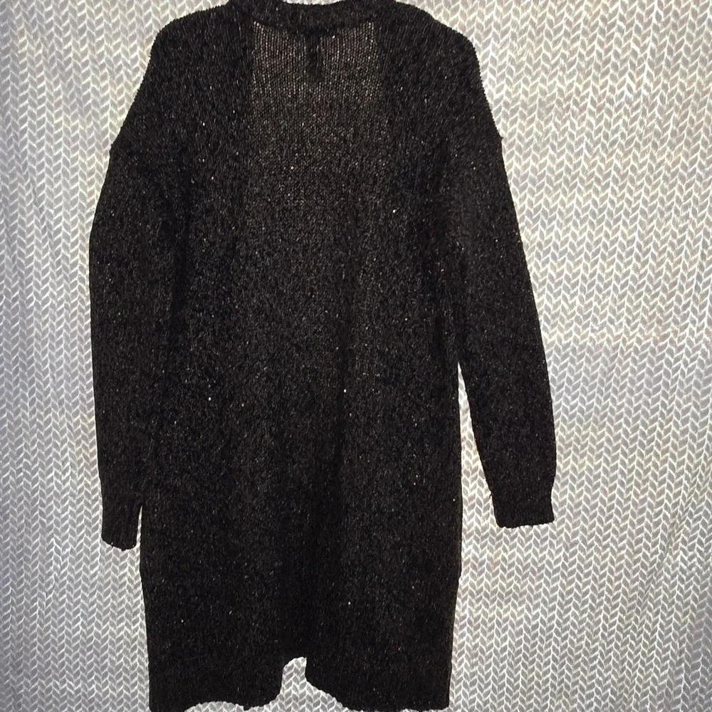 Lauren Ralph Lauren Medium Duster‎ Cardigan Sweater Knit Brown Gold Metallic